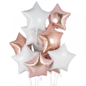 Baloane folie - Buchet 5 baloane folie stele, Baby Shower, Stars Magic Gold,18 inch