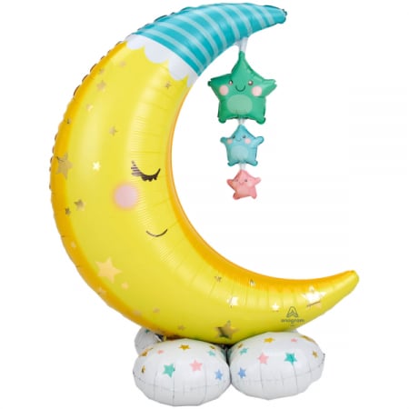 Baloane Baby Shower - Decor baloane AirLoonz Luna si Stele, 101 x 139 cm