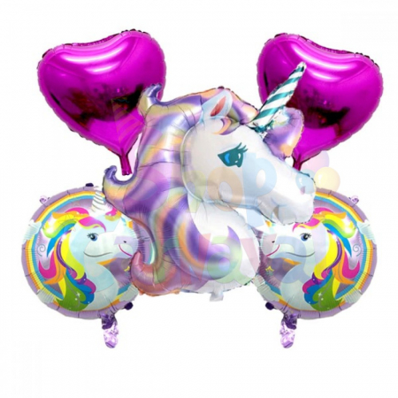 Baloane - Buchet 5 baloane folie Unicorn