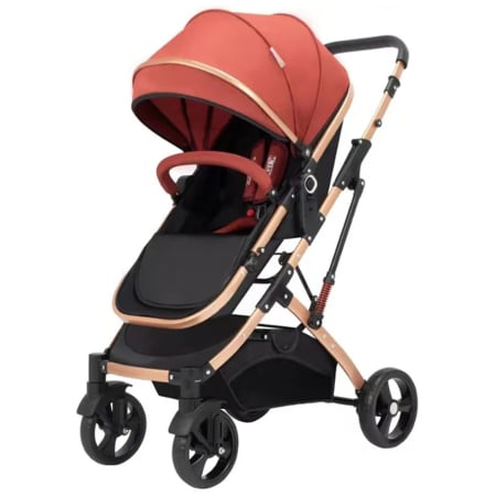 Carucioare, articole transport - Carucior 2 in 1 pliabil si reversibil pentru bebelusi, cu cos de depozitare, 0-36 luni, pana la 15 kg, rosu - KidMania.ro