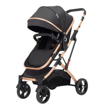 Carucioare, articole transport - Carucior 2 in 1 pliabil si reversibil pentru bebelusi, cu cos de depozitare, 0-36 luni, pana la 15 kg, negru - KidMania.ro