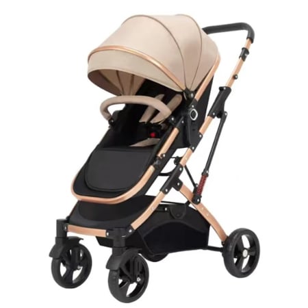 Carucioare, articole transport - Carucior 2 in 1 pliabil si reversibil pentru bebelusi, cu cos de depozitare, 0-36 luni, pana la 15 kg, bej - KidMania.ro