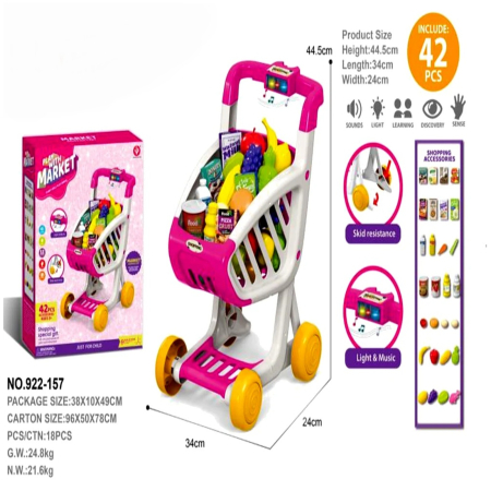 Carucior de cumparaturi pentru copii, cu sunete si lumini, 42 piese, 3+, multicolor - KidMania.ro [4]