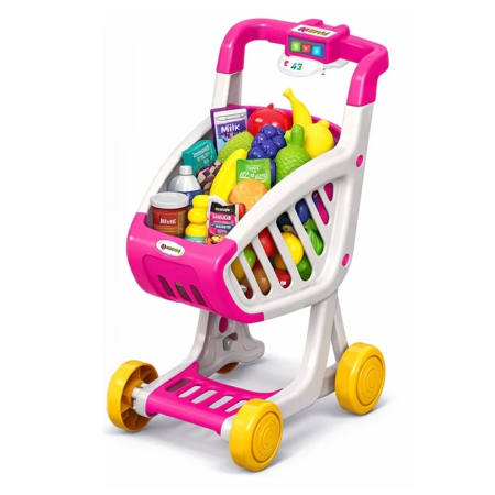 Carucior de cumparaturi pentru copii, cu sunete si lumini, 42 piese, 3+, multicolor - KidMania.ro