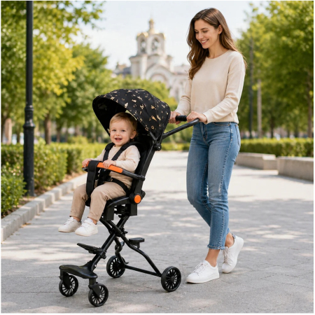Carucior Sport Pliabil KD-2010 pentru copii, ideal pentru calatorii, 6–36 luni, negru - KidMania.ro [2]