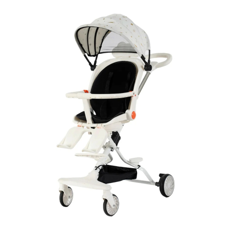 Carucioare, articole transport - Carucior Sport Pliabil KD-2012 Reversibil 360° pentru copii, 6–36 luni, alb - KidMania.ro