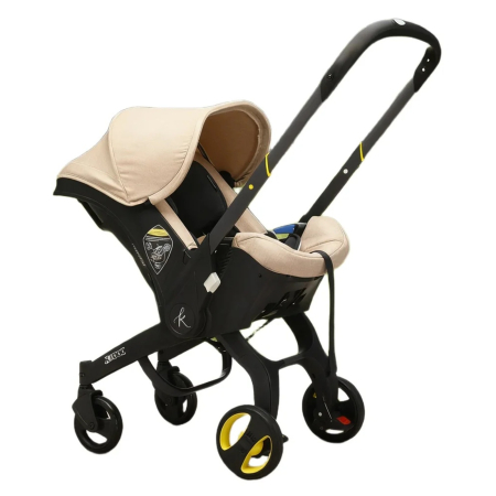 Carucioare, articole transport - Carucior transformabil 2 in 1 pentru bebelusi, 0-18 luni, pana la 13 kg, crem - KidMania.ro