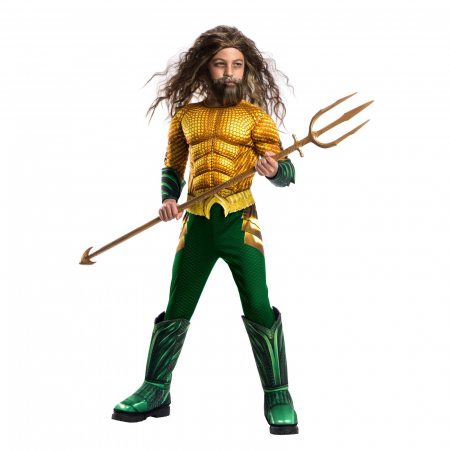 Costume pentru Baieti - Costum Aquaman Deluxe cu muschi pentru copii - KidMania.ro