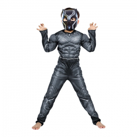 Costum Black Panther KidMania® cu muschi si masca pentru copii - KidMania.ro [2]
