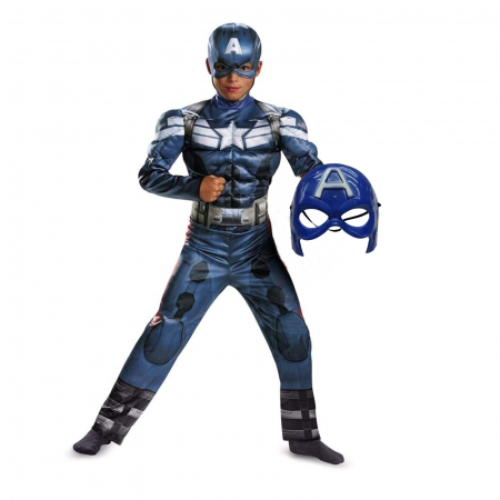Costume pentru Baieti - Costum Captain America KidMania® cu muschi pentru baieti - KidMania.ro