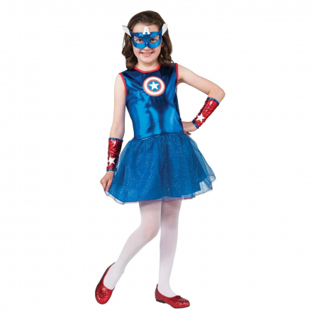 Costume pentru Fete - Costum Captain America KidMania® pentru fete - KidMania.ro