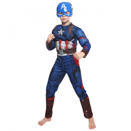 Costum clasic cu muschi Captain America pentru baiat [0]