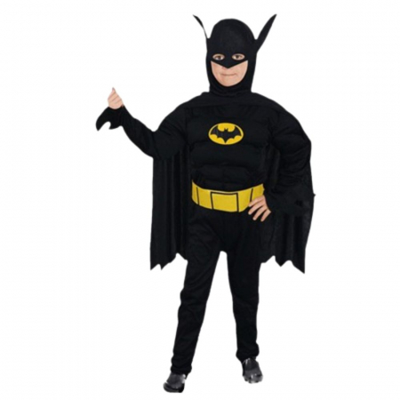 Costume Supereroi - Costum clasic Batman cu muschi pentru baieti, negru