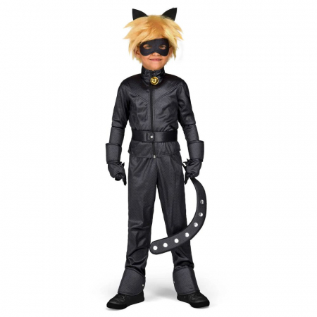 Costume pentru Baieti - Costum Deluxe Motan Noir cu peruca si accesorii pentru copii - Miraculous LadyBug - Kidmania.ro