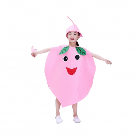 Costum fruct Piersica KidMania®, roz, pentru copii, marime universala - KidMania.ro