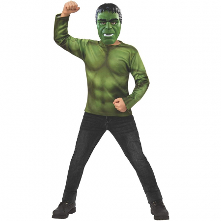 Costume Supereroi - Kit costum Hulk Avengers Endgame, bluza si masca pentru copii