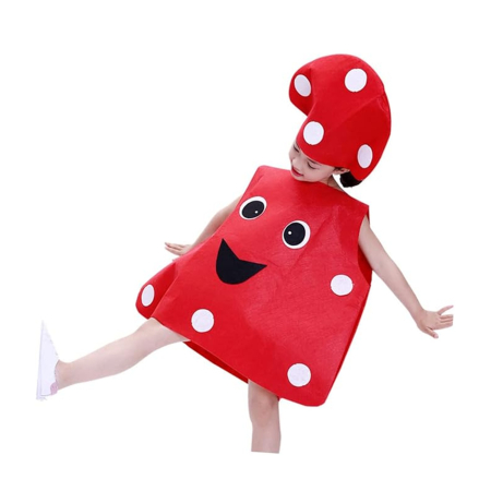Costum leguma Ciuperca KidMania®, rosu, pentru copii, marime universala - KidMania.ro