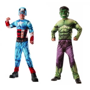 Costume Supereroi - Costum reversibil Hulk si Captain America cu muschi pentru baieti