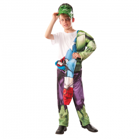 Costum reversibil Hulk si Captain America cu muschi pentru baieti [1]
