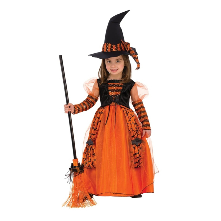 Costume Vrajitoare Copii - Costum Vrajitoarea Pumpkin KidMania® pentru fete - KidMania.ro