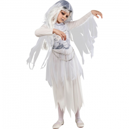 Costume pentru Fete - Costum Halloween fantoma cu voal pentru fete - KidMania.ro