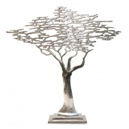 Decoratiuni pentru Casa - Decoratiune metal Copacul Vietii, 60 cm, argintiu metalizat - KidMania.ro