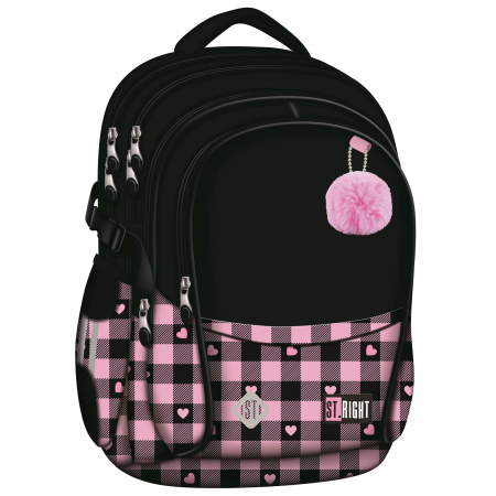 Ghiozdan ST.Right, colectia Pink Checkered, BP01, impermeabil, 43x32x21 cm - KidMania.ro [0]