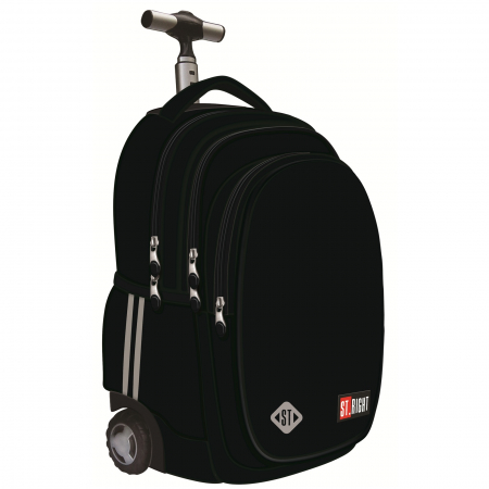 Rechizite - Ghiozdan Troler ST.Right, colectia Black, TB01, roti silicon, 44x32x25 cm - KidMania.ro