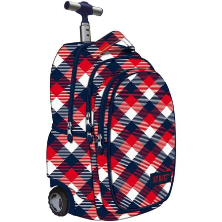 Trolere si ghiozdane - Ghiozdan Troler ST.Right, colectia Chequered Pattern, TB01, roti silicon, 44x32x25 cm - KidMania.ro