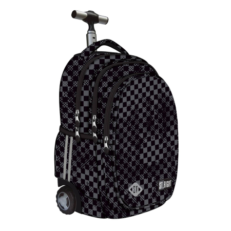 Trolere si ghiozdane - Ghiozdan Troler ST.Right, colectia Chessboard Crush, TB01, roti silicon, 44x32x25 cm - KidMania.ro