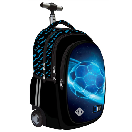 Rechizite - Ghiozdan Troler ST.Right, colectia Cosmic Soccer, TB01, roti silicon, 44x32x25 cm - KidMania.ro