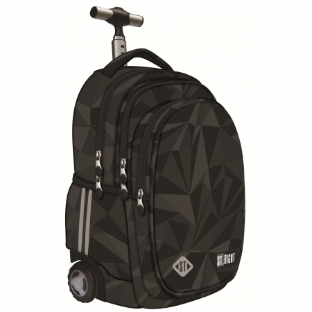 Ghiozdan Troler ST.Right, colectia Geometric Grey, TB01, roti silicon, 44x32x25 cm - KidMania.ro [0]