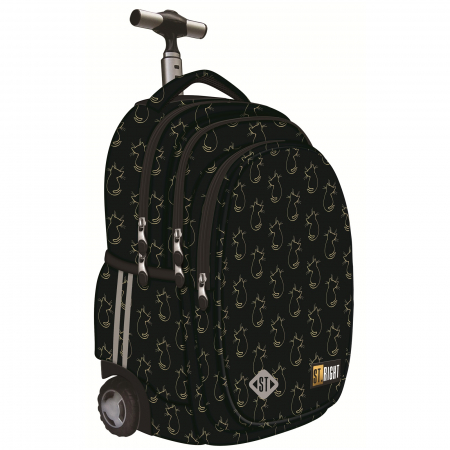 Rechizite - Ghiozdan Troler ST.Right, colectia Golden Cats, TB01, roti silicon, 44x32x25 cm - KidMania.ro