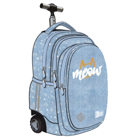 Rechizite - Ghiozdan Troler ST.Right, colectia Meow Mood, TB01, roti silicon, 44x32x25 cm - KidMania.ro