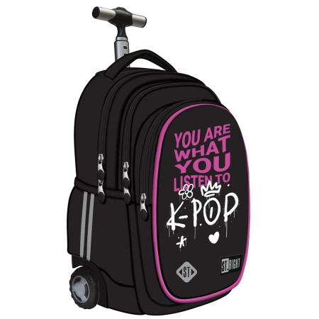 Ghiozdan Troler ST.Right, colectia K-Pop Rhythm, TB01, roti silicon, 44x32x25 cm - KidMania.ro