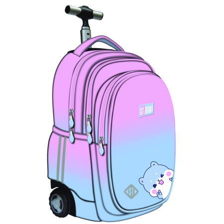 Rechizite - Ghiozdan Troler ST.Right, colectia Blue Hamster, TB01, roti silicon, 44x32x25 cm - KidMania.ro