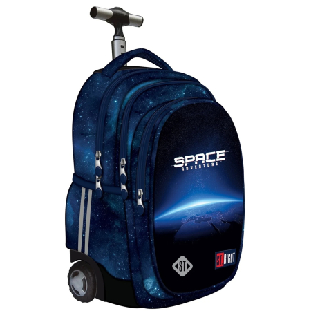 Rechizite - Ghiozdan Troler ST.Right, colectia Blue Earth View, TB01, roti silicon, 44x32x25 cm - KidMania.ro