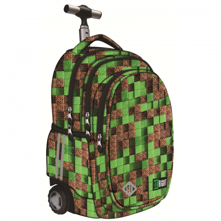 Rechizite - Ghiozdan Troler ST.Right, colectia Pixel Cubes, TB01, roti silicon, 44x32x25 cm - KidMania.ro
