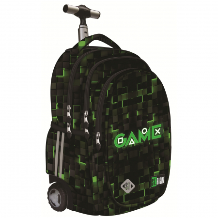 Rechizite - Ghiozdan Troler ST.Right, colectia Green Game, TB01, roti silicon, 44x32x25 cm - KidMania.ro