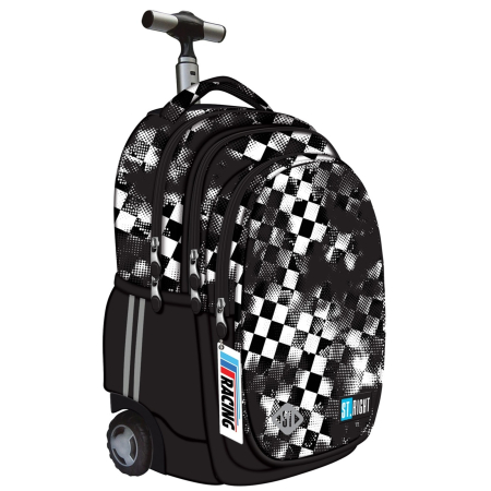 Rechizite - Ghiozdan Troler ST.Right, colectia Race Check, TB01, roti silicon, 44x32x25 cm - KidMania.ro