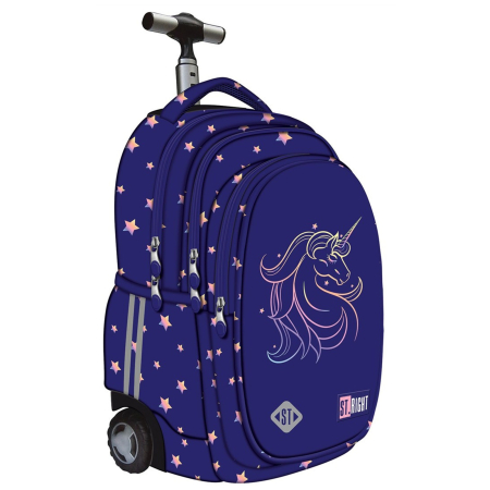 Rechizite - Ghiozdan Troler ST.Right, colectia Unicorn Glow, TB01, roti silicon, 44x32x25 cm - KidMania.ro