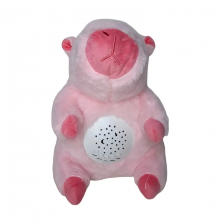 Jucarie de plus Capibara KidMania® cu functie lumina de veghe si melodii pentru copii, 25 cm, roz - KidMania.ro [1]