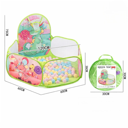 Loc de joaca tip piscina cu cos de baschet pentru copii, pliabil si portabil, 1+, multicolor - KidMania.ro [1]