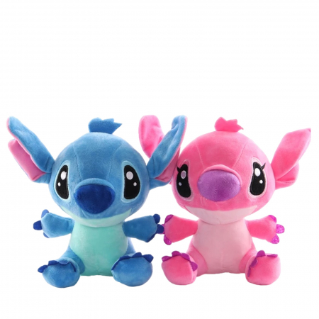 Jucarii de plus - Set 2 jucarii de plus Stitch si Angel KidMania® cu ventuza, Lilo si Stitch, pentru copii - KidMania.ro