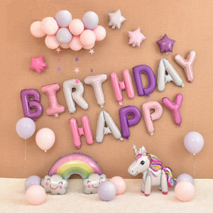 Set 44 baloane folie Unicorn magic 3d, Happy Birthday, 91x 61 cm [0]