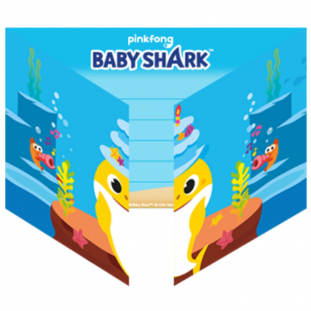 Invitatii pentru petrecere - Set 8 invitatii Baby Shark 16 x 21 cm