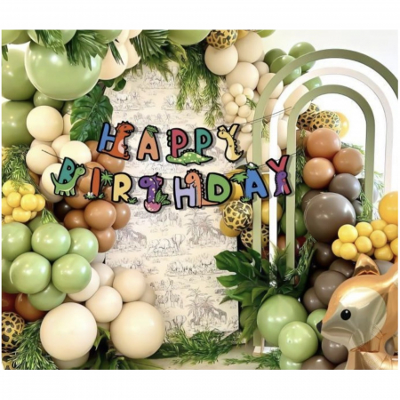 Arcade Baloane - Set arcada cu baloane Animal Party - Happy Birthday, KidMania®, 64 bucati - KidMania.ro