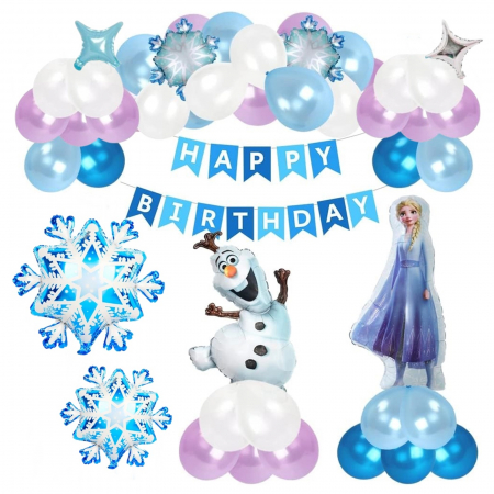 Arcade Baloane - Set arcada cu baloane Elsa si Olaf - Happy Birthday, KidMania®, 21 bucati - KidMania.ro