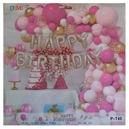 Arcade Baloane - Set arcada cu baloane KidMania® 73 bucati, Happy Birthday - KidMania.ro