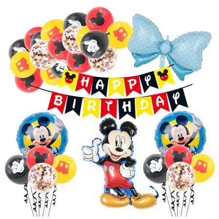 Arcade Baloane - Set arcada cu baloane Mickey Mouse - Happy Birthday, KidMania®, 30 bucati - KidMania.ro